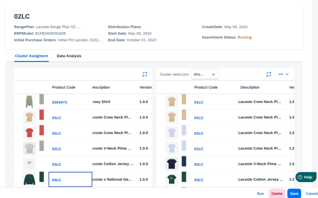 Look planning and manufacturing interface